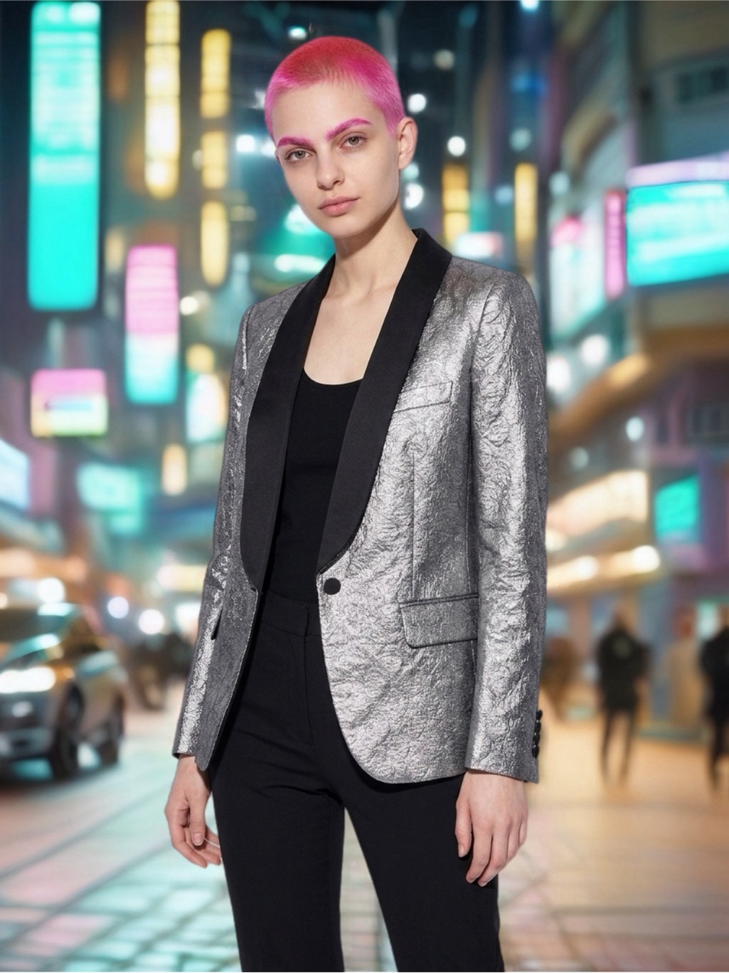 Stella Mccartney Metallic Blazer With Black Lapel